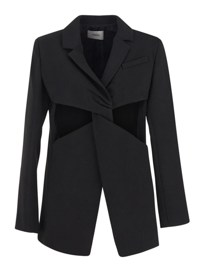 Coperni Twisted Cut-out Tailored Jacket In Black
