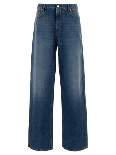 Valentino V-logo Straight-leg Jeans In Blue