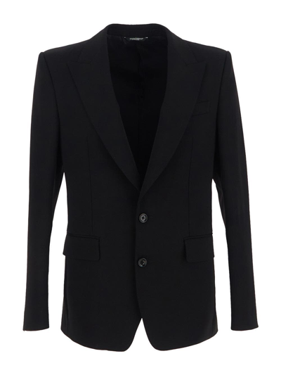 Dolce & Gabbana Stretch Wool Sicilia-fit Jacket In Black