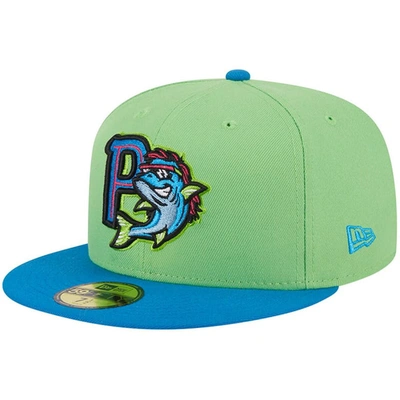 NEW ERA NEW ERA GREEN PENSACOLA BLUE WAHOOS THEME NIGHTS PENSACOLA MULLETS  59FIFTY FITTED HAT