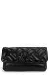 Kurt Geiger Kensington Chain Quilted Clutch Bag In Black / Shiny Black