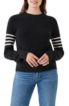 Faherty Throwback Stripe Sleeve Organic Cotton & Cashmere Crewneck Top In Cinder