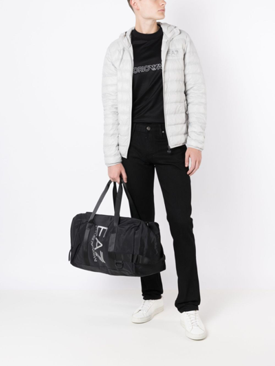 Ea7 Official Store Duffel Bag In Sustainable Fabric With Oversized Logo In Black