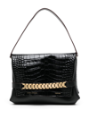 VICTORIA BECKHAM CHAIN POUCH CROCODILE EMBOSSED LEATHER SHOULDER BAG