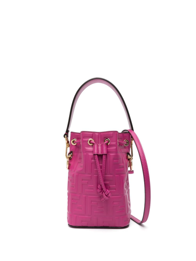 Fendi Mon Tresor Mini Leather Bucket Bag In Pink