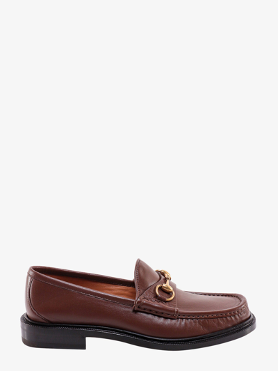 Gucci Men Horsebit Leather Loafers In Brown