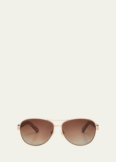 Kate Spade Dalia Stainless Steel Aviator Sunglasses In Red Gold