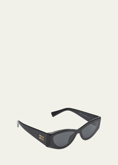 Miu Miu Mu 06ys Monochrome Acetate Cat-eye Sunglasses In Black