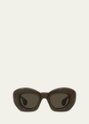 Loewe Men's Inflated Acetate-nylon Butterfly Sunglasses In Sdbrn/brn