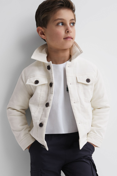 Reiss Diaz - Ecru Diaz Junior Cord Button Through Jacket, Age 8-9 Years