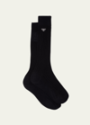 Prada Superfine Ribbed Socks In F0031 Grigio
