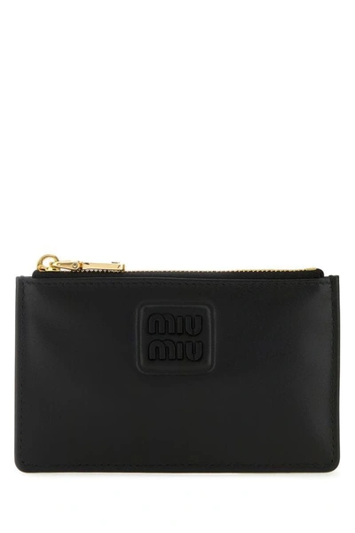 Miu Miu Woman Black Leather Card Holder