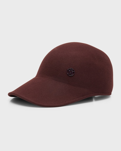 Maison Michel Tiger Chocolate Brown Felt Baseball Cap In Bitter Chocolate