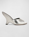 Veronica Beard Mila Metallic Wedge Slide Sandals In Silver