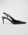 Saint Laurent Vendome Slingback Pumps In Crocodile-embossed Leather In Noir 1000