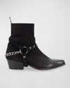 KARL LAGERFELD MEN'S SUEDE HARNESS CHAIN BOOTS