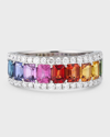 DAVID KORD 18K WHITE GOLD RING WITH MULTICOLOR SAPPHIRES AND DIAMONDS