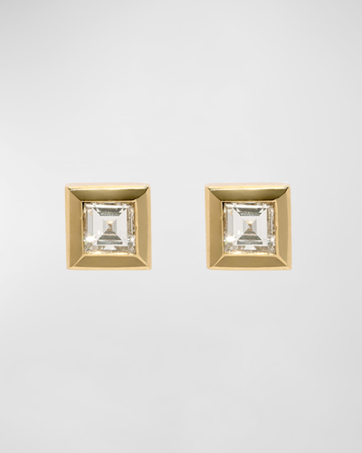 Azlee Bare Carre Diamond Stud Earrings In Gold