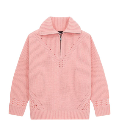 The Kooples Wool-blend Half-zip Sweater In Pink