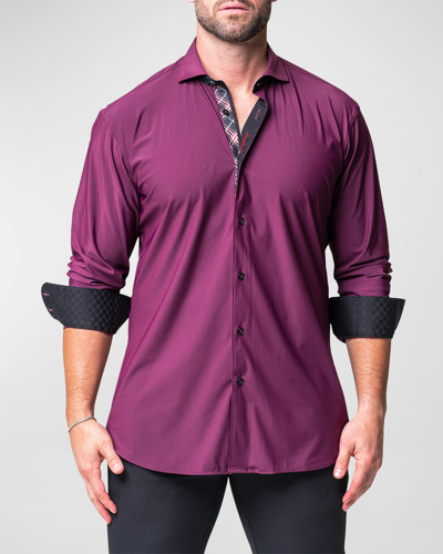 Maceoo Einstein Stretchflow Cotton Button-up Shirt In Purple