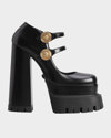 Versace Black Medusa Aevitas Platform Heels In Black- Gol