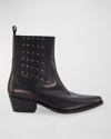 KARL LAGERFELD MEN'S STUDDED LEATHER CHELSEA BOOTS