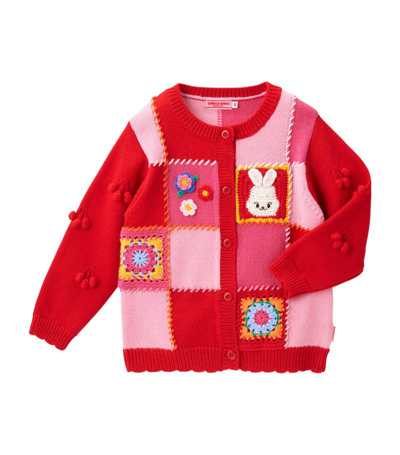 Miki House Kids' Wool-blend Crochet Cardigan (2-4 Years) In Multi