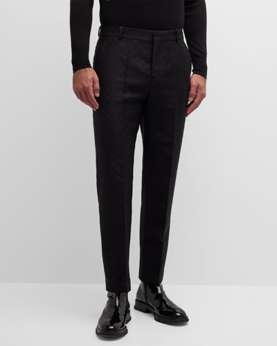 Balmain Straight-leg Mini Monogrammed Trousers In Black