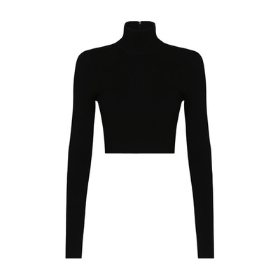 Dolce & Gabbana Cropped Turtle-neck Top In Black