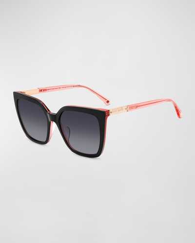 Kate Spade Marlowe 55mm Gradient Square Sunglasses In Black Pink/ Grey Shaded