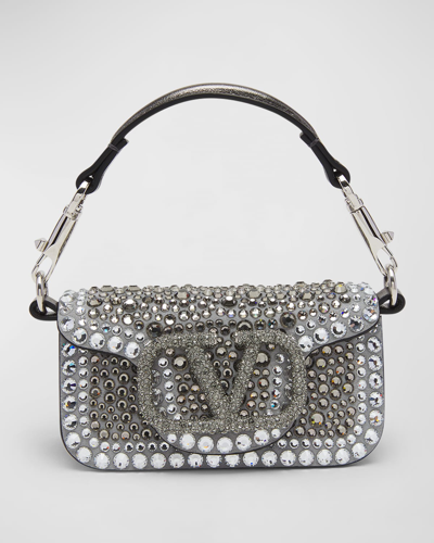 Valentino Garavani Loco Mini Embellished Shoulder Bag In Silver