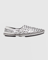 SAINT LAURENT MEN'S NEIL BRAIDED LEATHER SLIPPERS