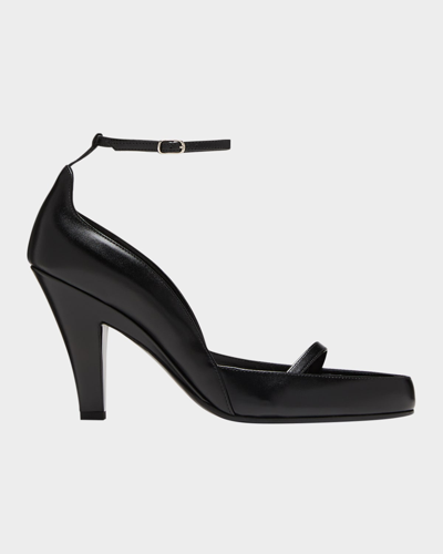 The Row Calfskin Ankle-strap Pumps In Black