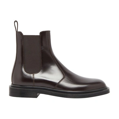 The Row 20mm Elastic Ranger Leather Ankle Boots In Dark Brown