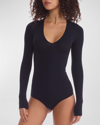 Commando Ballet Center Seam Bodysuit In Blk-black
