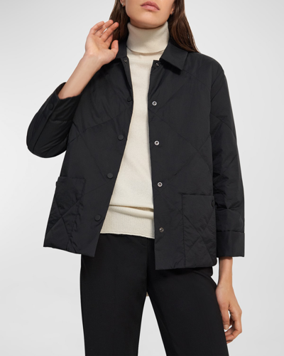 Theory Cropped Quilted Down Jacket In Black