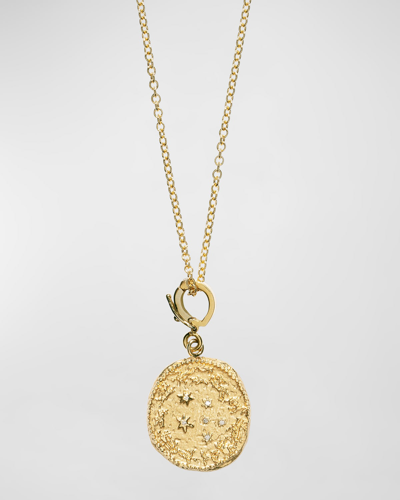 Azlee Zodiac Small Diamond Coin Necklace In Gold