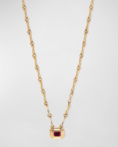 Azlee Staircase Ruby Handmade Chain Necklace In Gold
