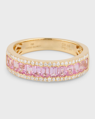 David Kord 18k Yellow Gold Ring With Pink Sapphires And Diamonds