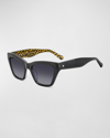 Kate Spade Fay Acetate Cat-eye Sunglasses In Dkgry Blk