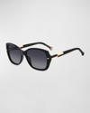 Carolina Herrera Two-tone Acetate Rectangle Sunglasses In Blacknude
