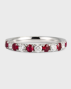 DAVID KORD 18K WHITE GOLD RING WITH 2.5MM ALTERNATING DIAMONDS AND RUBIES