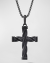 David Yurman Men's Dy Helios Cross Pendant In Black Titanium, 28mm In Black Titan