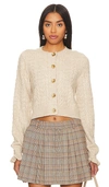 TULAROSA PALMIRA CROPPED CABLE CARDIGAN