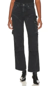 Agolde Wide Leg Cargo Jeans With Contrast Stitching In Spider