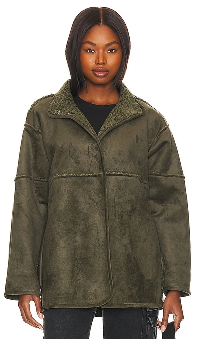 Velvet By Graham & Spencer Albany Reversible Faux Shearling Jacket In Army