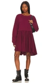 Free People Eleanor Sweatshirt Dress In Burgundy