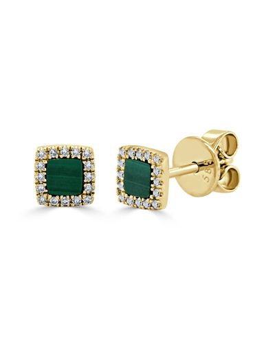 SABRINA DESIGNS SABRINA DESIGNS 14K 0.36 CT. TW. DIAMOND & MALACHITE SQUARE STUDS