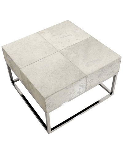 PASARGAD HOME PASARGAD HOME SAFARI STEEL/COWHIDE SILVER COFFEE TABLE