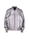 Attico Mirror-like Leather Anja Bomber With Vintage Effect In Silver
